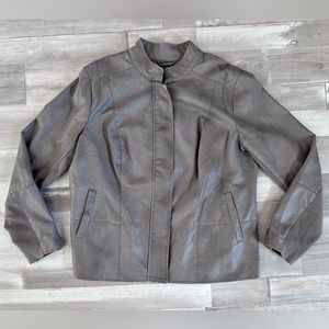 Kaari Blue | Women’s Gray Faux Leather Moto Jacket | Size 1X